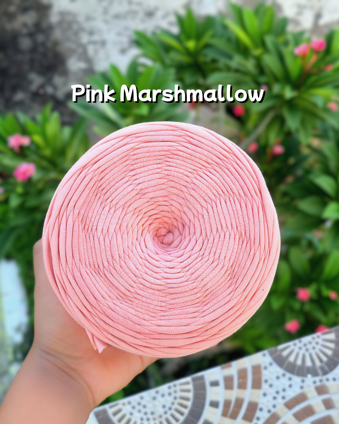 Pink marshmallow tshirt yarn