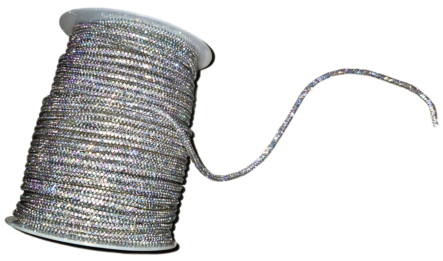 Silver Shine Rope for Phone Slings & Macramé Bags | Bling Rhinestone Cord