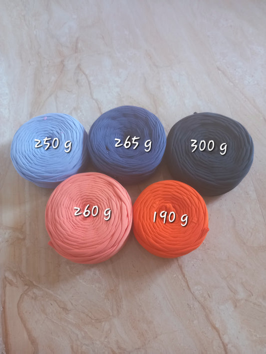 Shades of blue and orange joint tshirt yarn