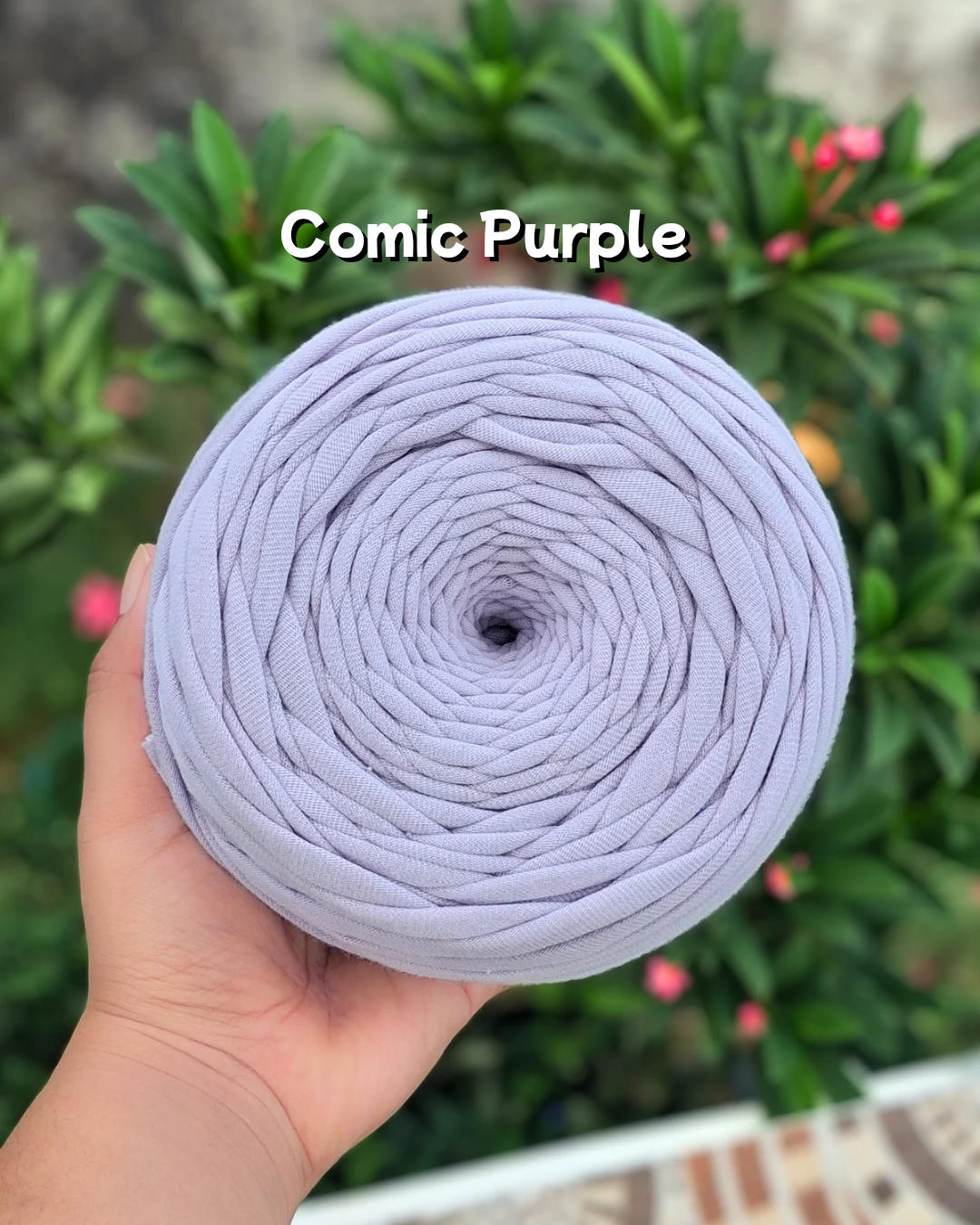 Comic purple Tshirt yarn