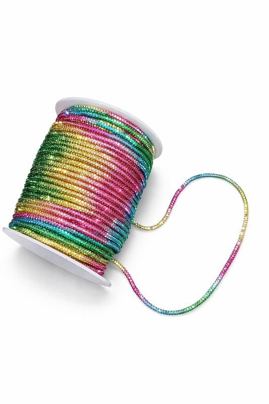 Rainbow Rhinestone Rope for Phone Slings & Macramé Bags | Bling Rhinestone Cord