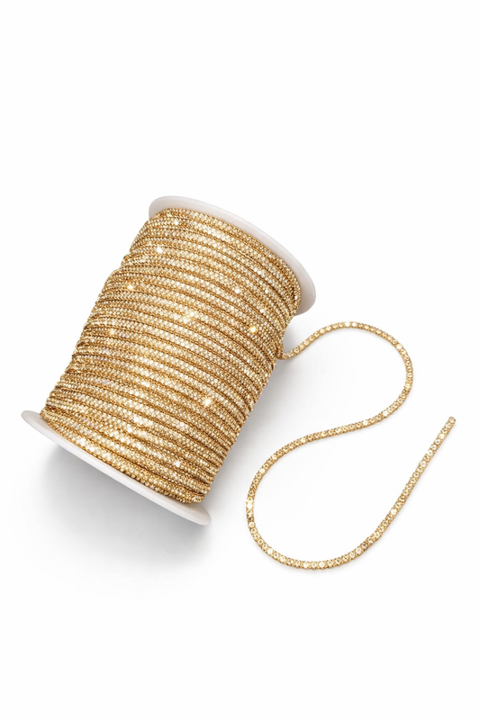 Gold Rhinestone Rope for Phone Slings & Macramé Bags | Bling Rhinestone Cord