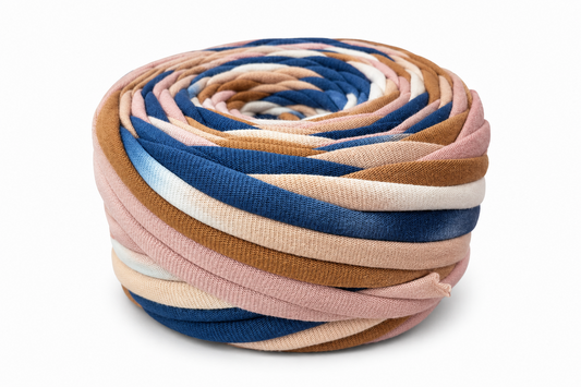 Style with blues and browns Multi color Tshirt Yarn