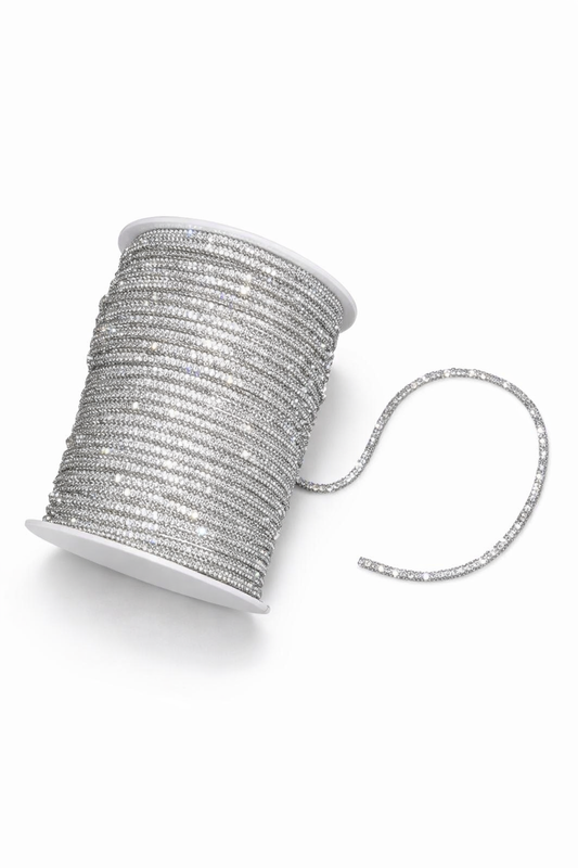 Shiny White Rhinestone Rope for Phone Slings & Macramé Bags | Bling Rhinestone Cord